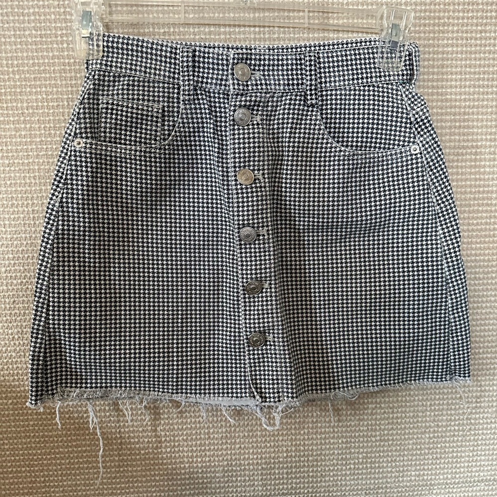 Zara Chic Black and White Houndstooth Skirt